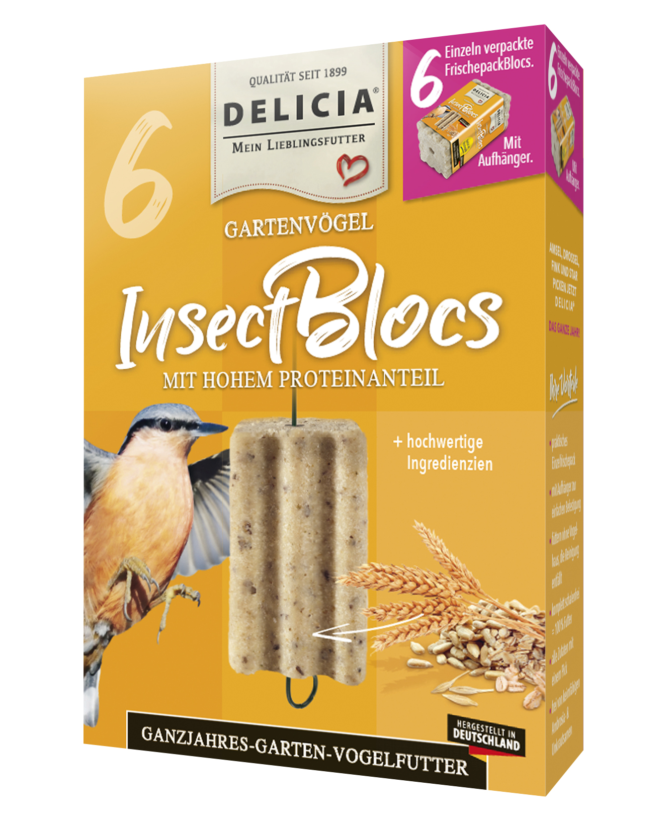 DELICIA GartenVogelfutter INNO PICK-ME-UP Insectbloc Vogelfutter Wildvögel