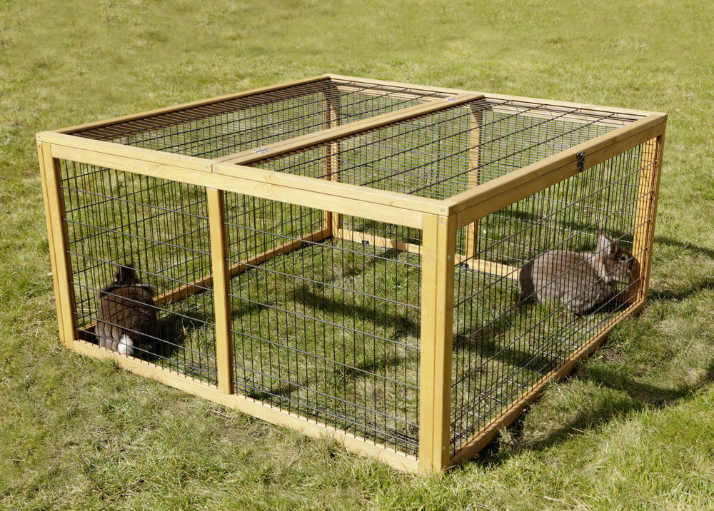 Kaninchen Gehege Freilaufgehege mit Ausbruchsperre Holz