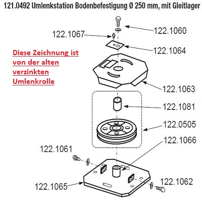 121.0492 Umlenkstation Bodenbefestigung Ø 250 mm121.0492 Umlenkstation Bodenbefestigung Ø 250 mm