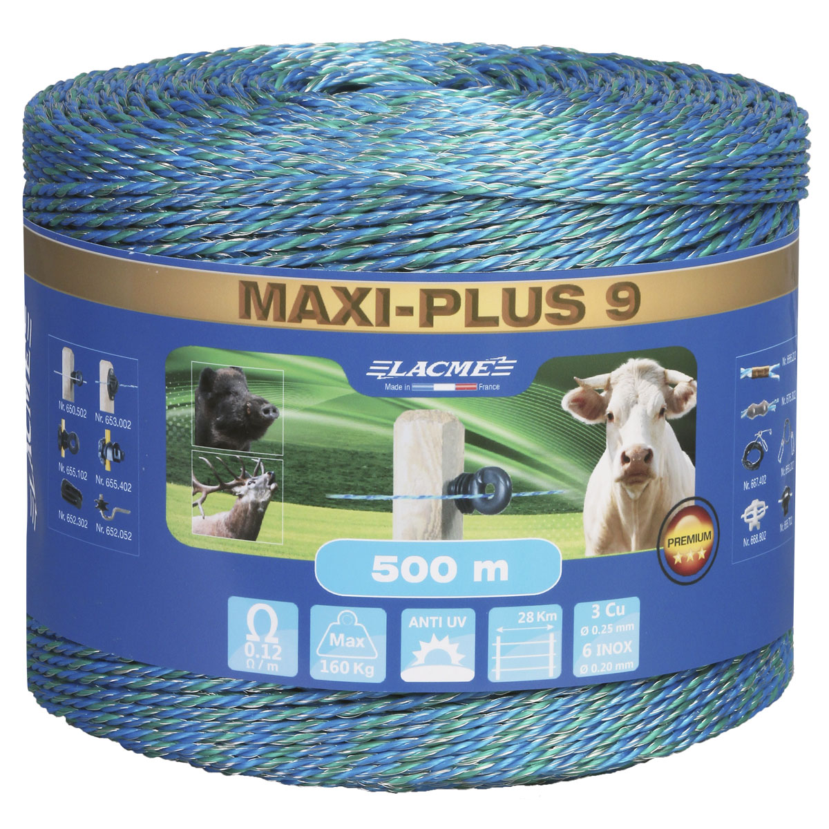 Weidezaunlitze MAXI-PLUS 9 Litze 500 Meter