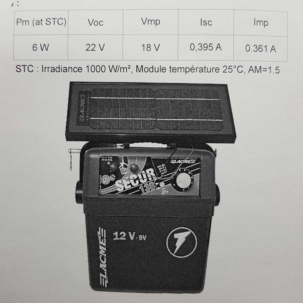 Solarpaneel 6 W Lacme Weidezaungerät